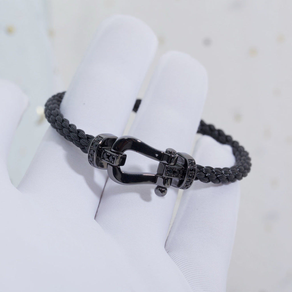 FORCE LARGE SERIES HORSESHOE BLACK SAMURAI BRACELET