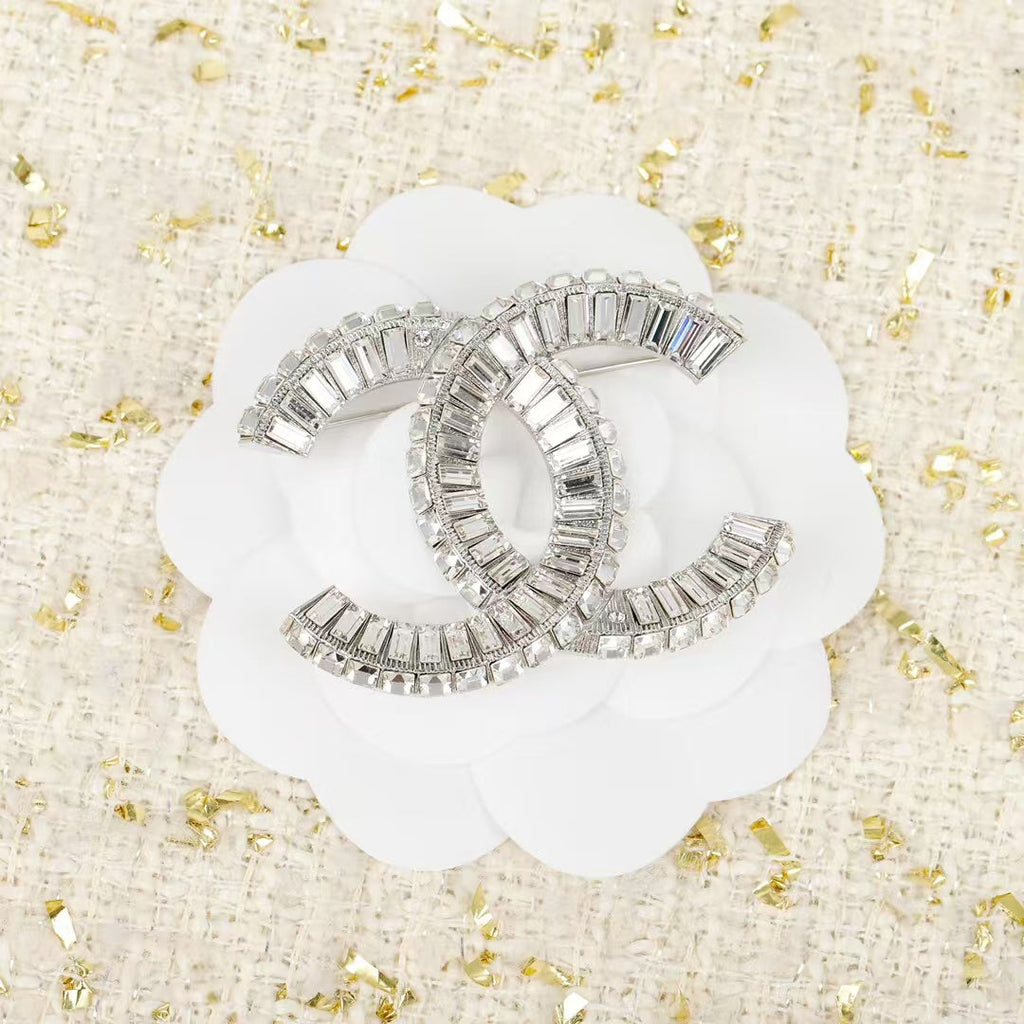 CHANE BAGUETTE CRYSTALS CC BROOCH