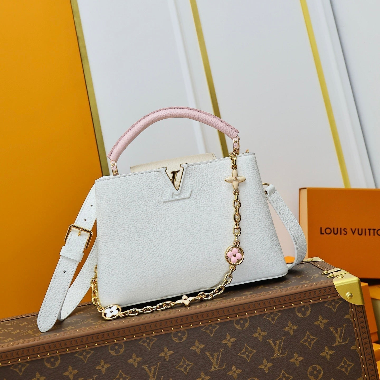 LV 27 WHITE GOLD LOCK CALFSKIN 221456