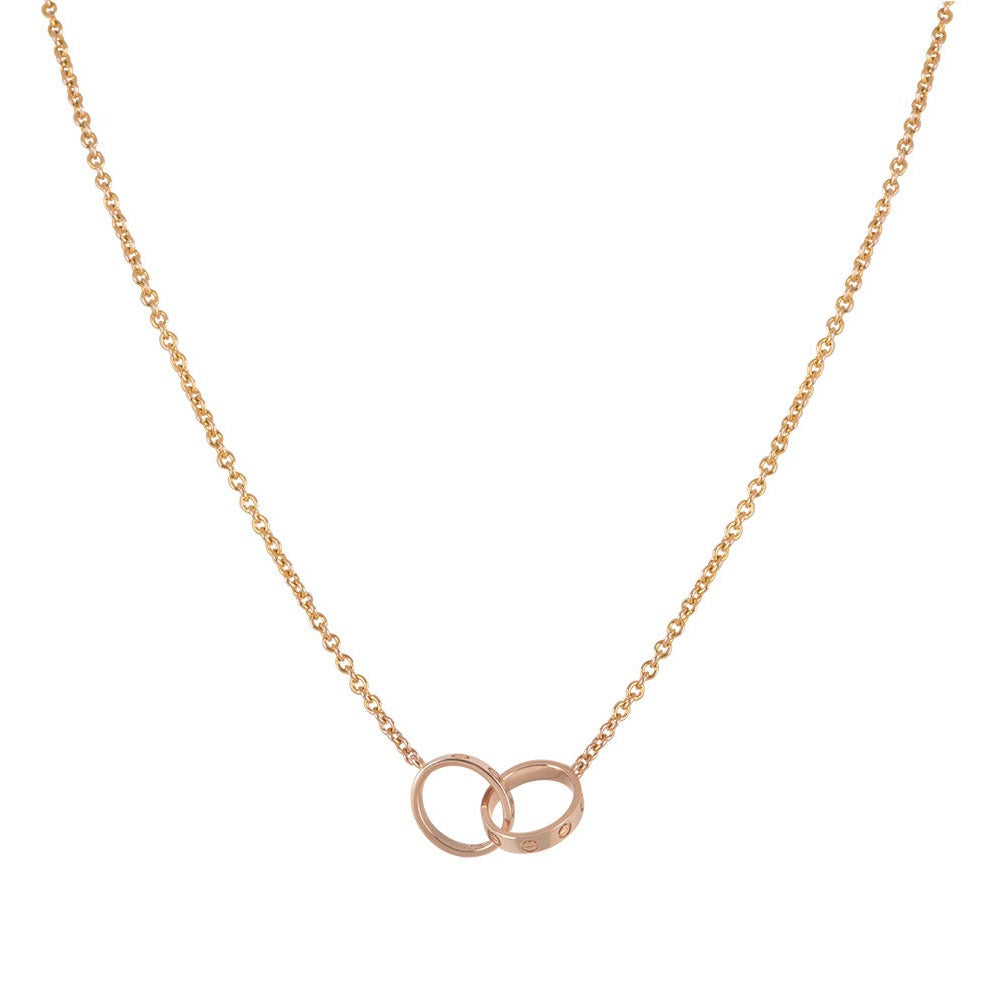 LOVE NECKLACE DOUBLE RING ROSE GOLD