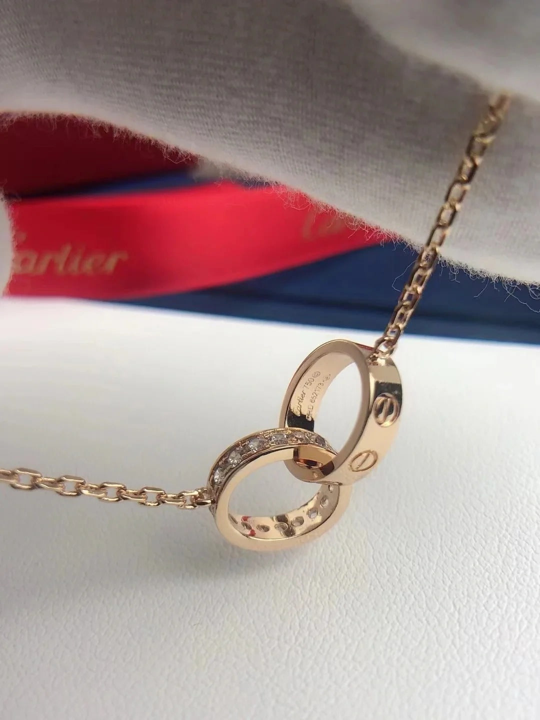 LOVE NECKLACE DOUBLE RING DIAMOND