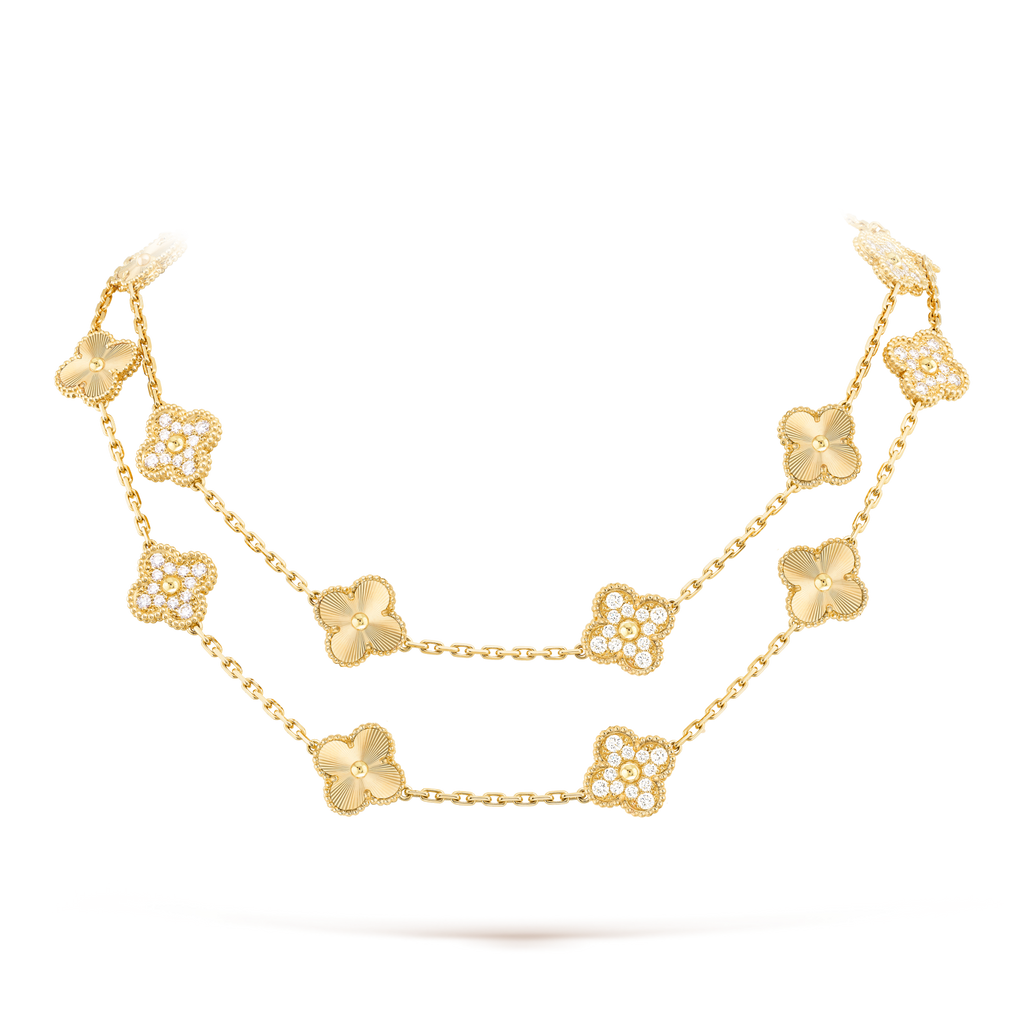 CLOVER 20 MOTIFS LASER DIAMOND NECKLACE