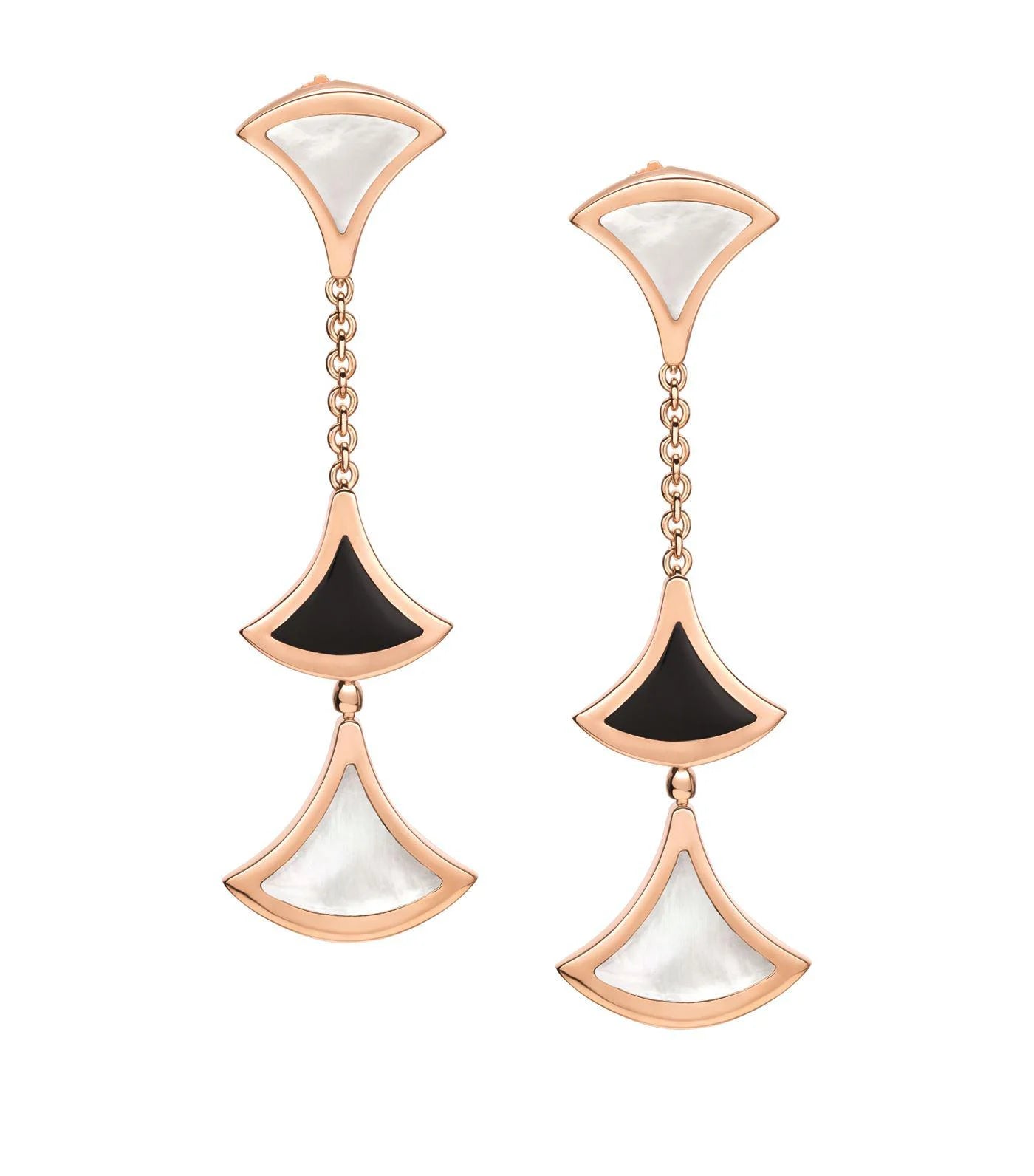 DREAM EARRINGS 3 MOTIFS ONYX MOP ROSE GOLD