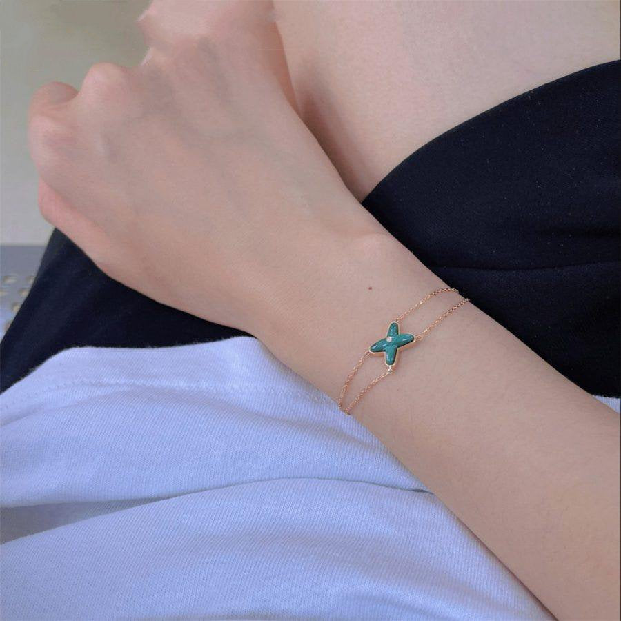 JEUX BRACELET MALACHITE ROSE GOLD 1 DIAMOND
