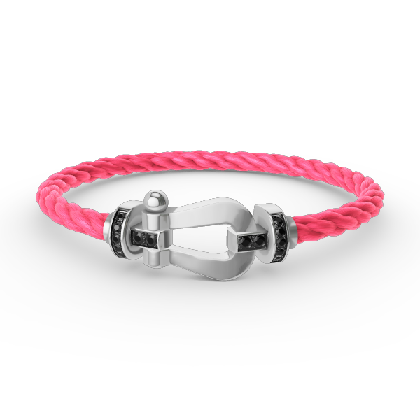 FORCE LARGE HORSESHOE BLACK DIAMOND BRACELET SILVER