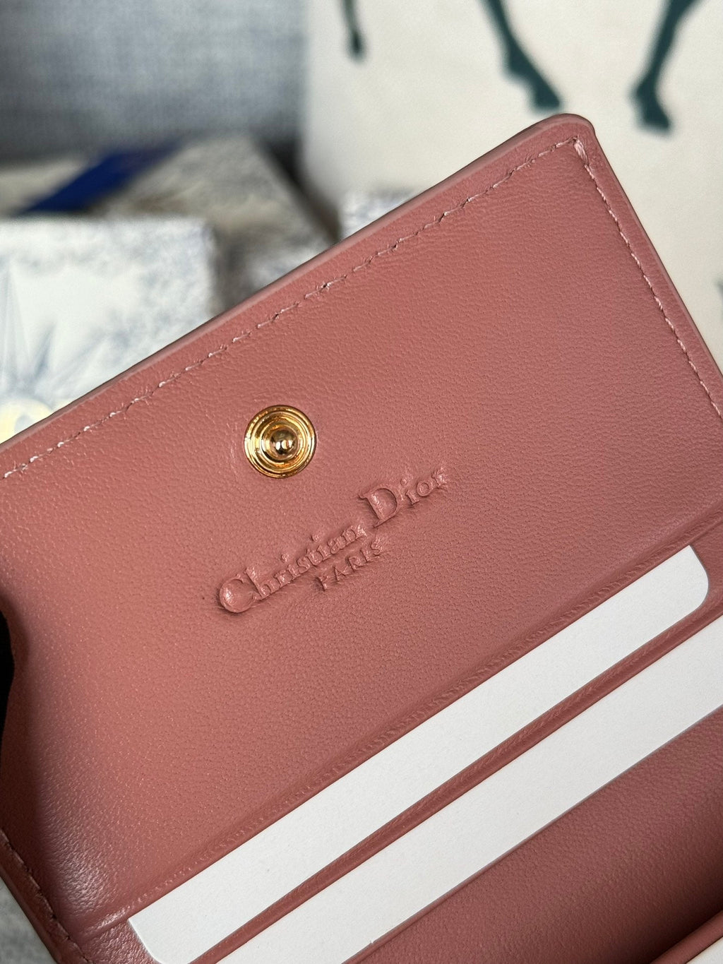 CD CARO 11CM COMPACT WALLET DARK PINK CALFSKIN