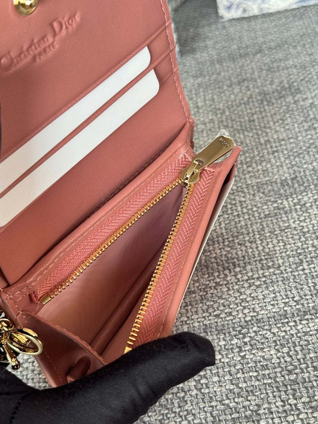 CD CARO 11CM COMPACT WALLET DARK PINK CALFSKIN