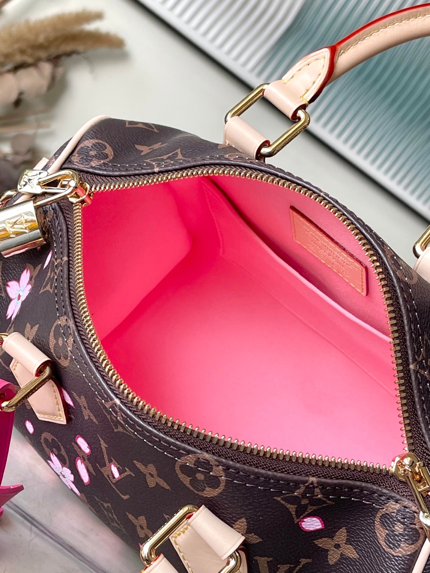 LV X TM SPEEDY BANDOULIERE 25CM SAKURA BROWN CHERRY BLOSSOM MONOGRAM CANVAS