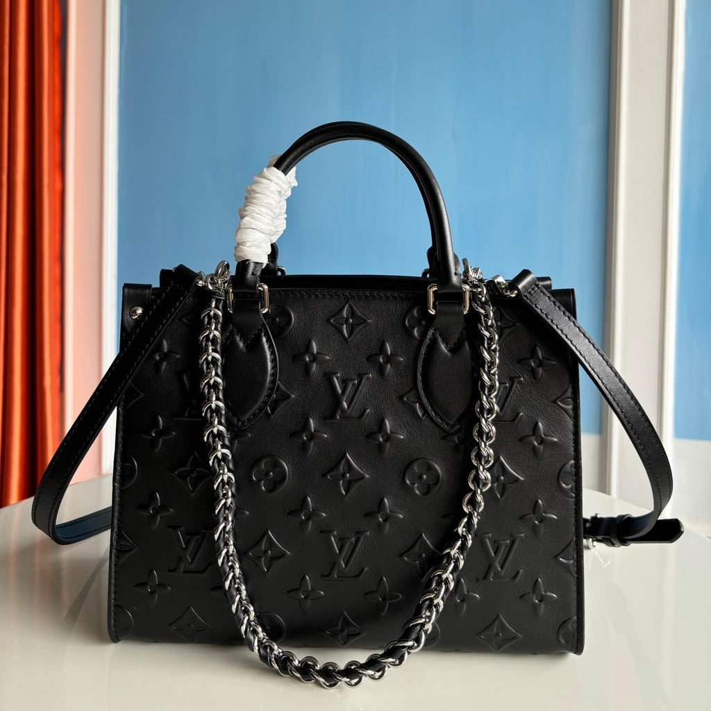 LV SS25 ONTHEGO BOLD 25CM BLACK CALFSKIN