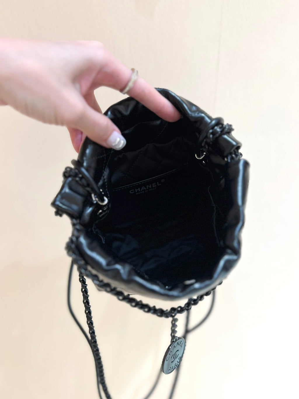CC22 MINI HOBO BAG 20CM ALL BLACK LAMBSKIN