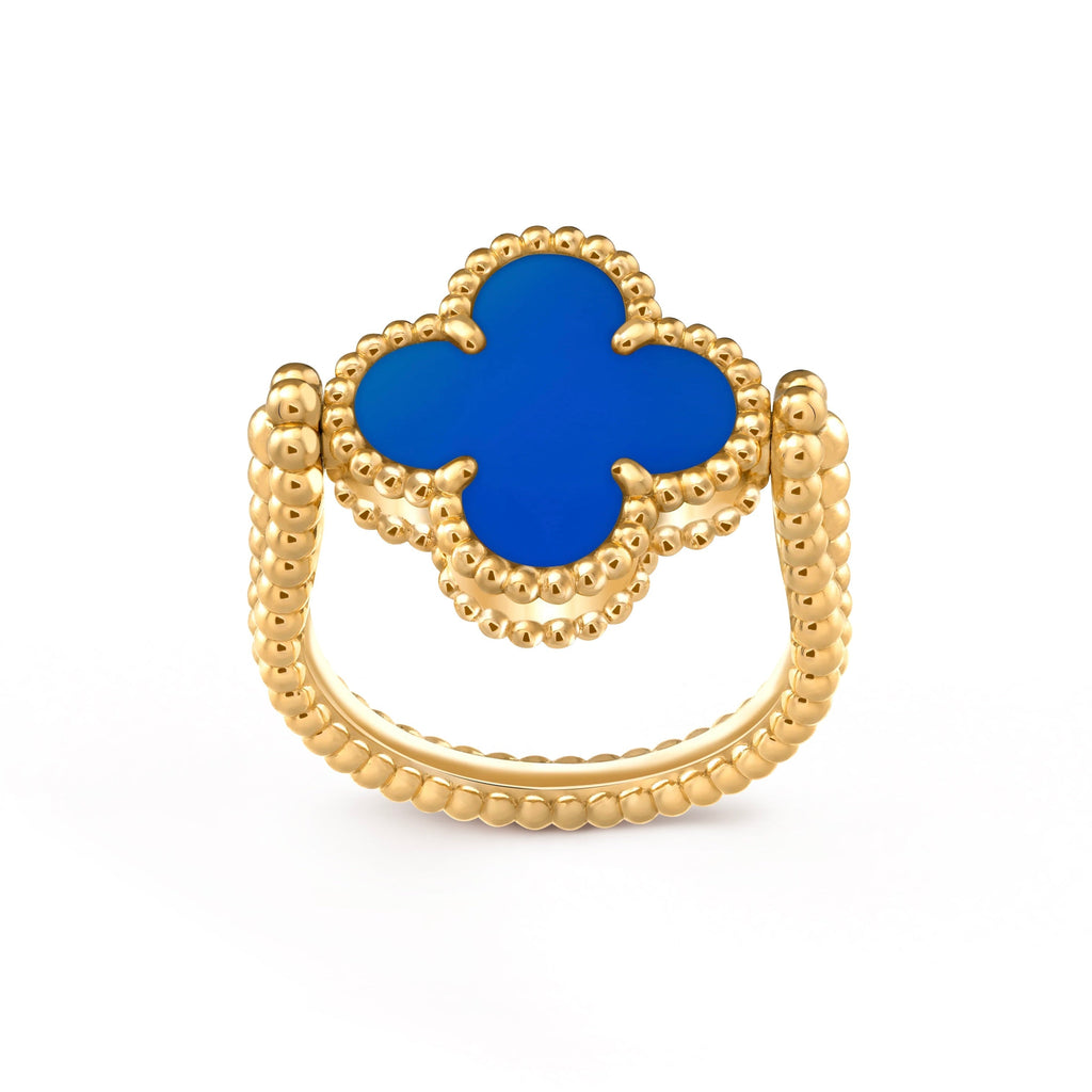 CLOVER RIVERSIBLE BLUE AGATE RING