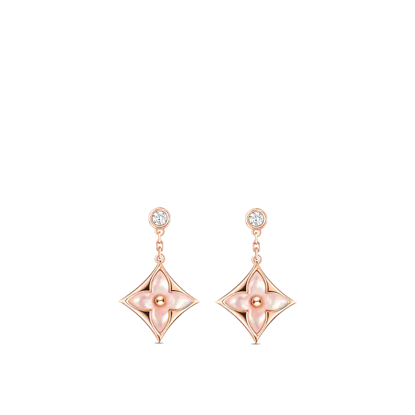 DOUBLE STAR ROSE GOLD MOP DROP EARRINGS