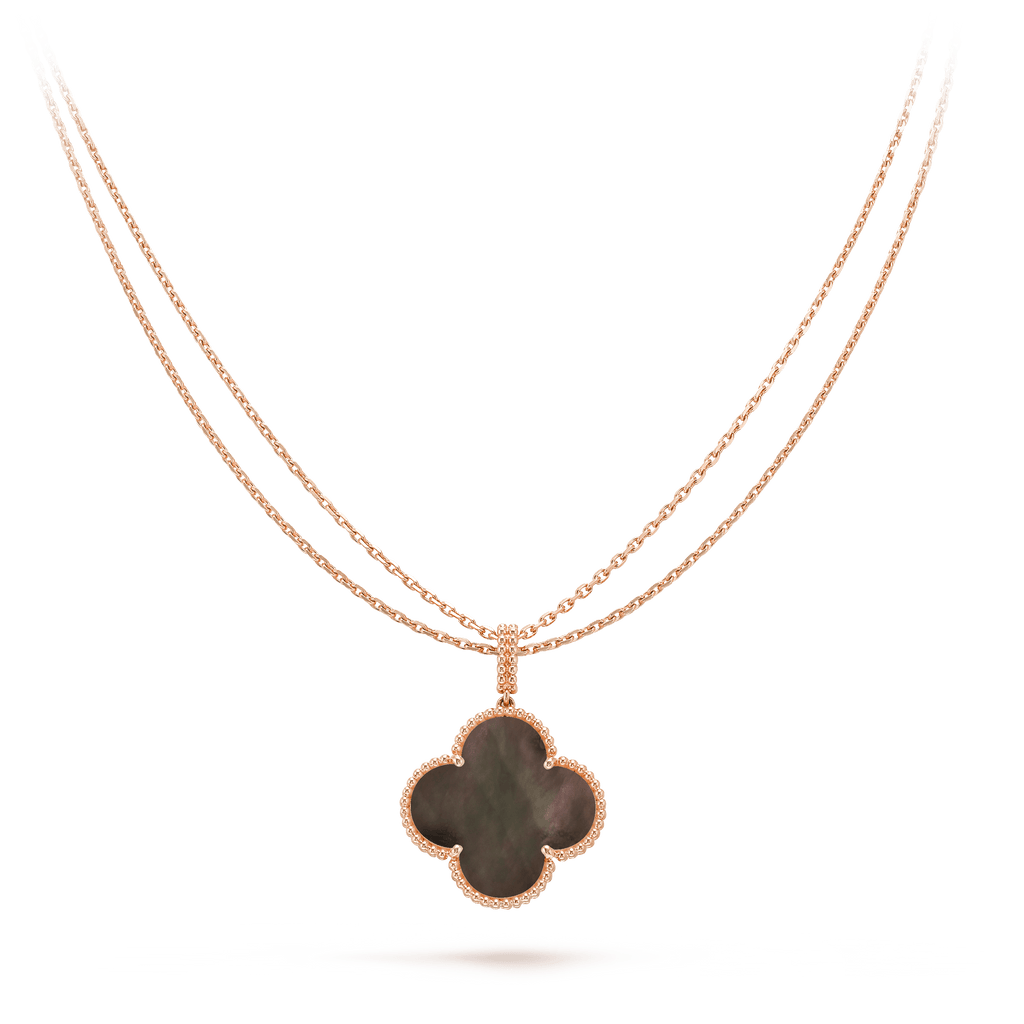 CLOVER 25MM GOLD DARK MOP BIG CLOVER NECKLACE