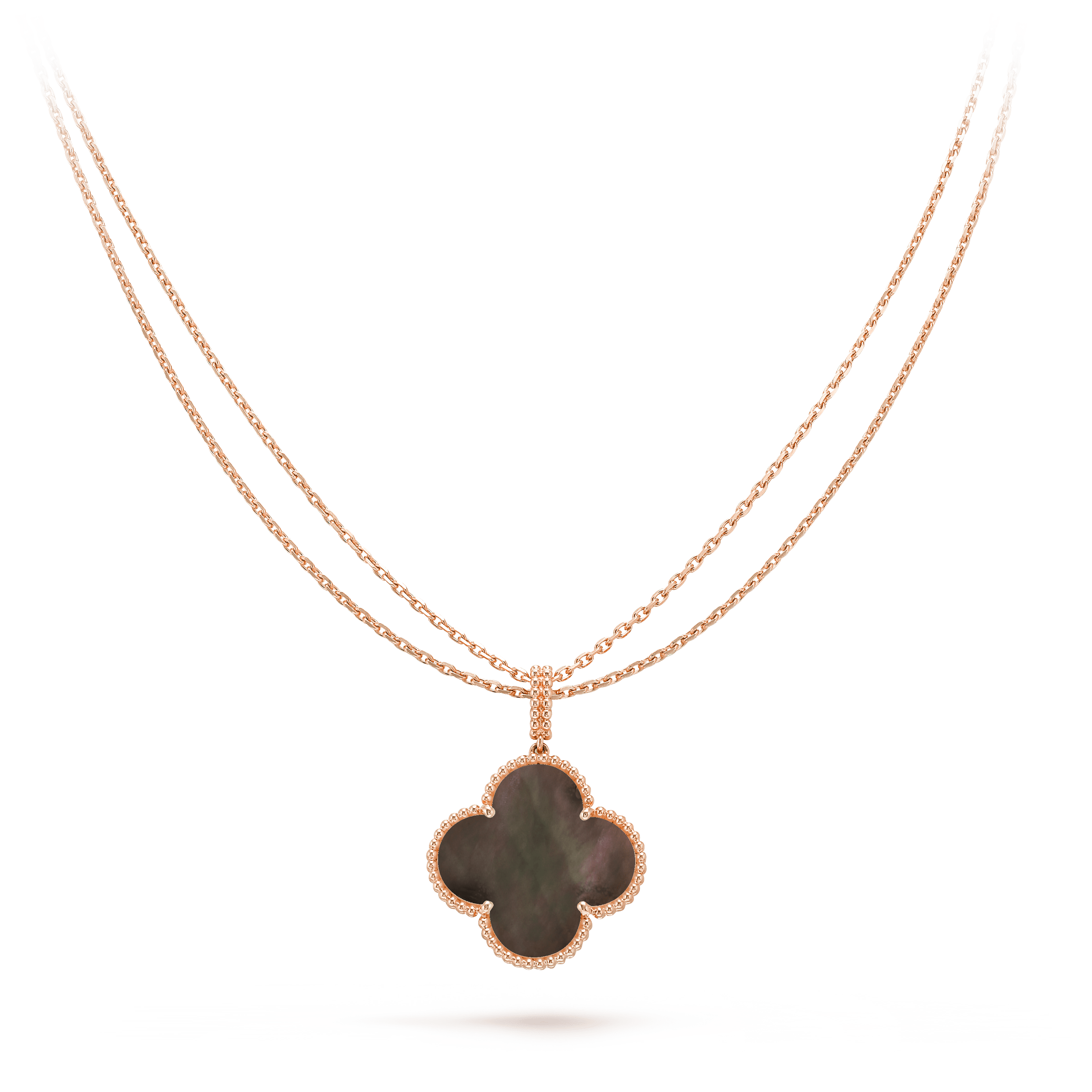 CLOVER 25MM GOLD DARK MOP BIG CLOVER NECKLACE