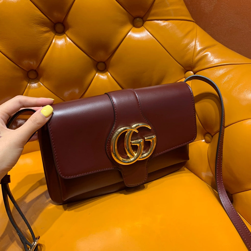 GG ARLI BAG 25CM BURGUNDY CALFSKIN GOLD HARDWARE
