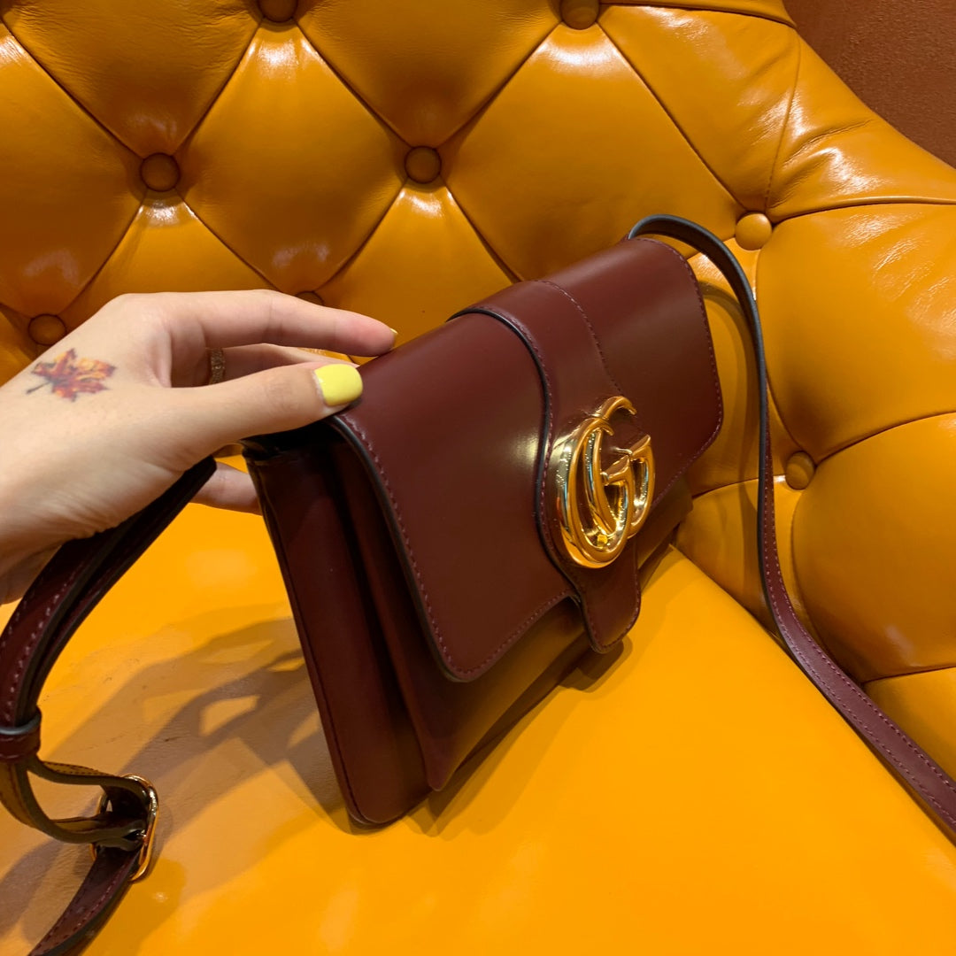 GG ARLI BAG 25CM BURGUNDY CALFSKIN GOLD HARDWARE