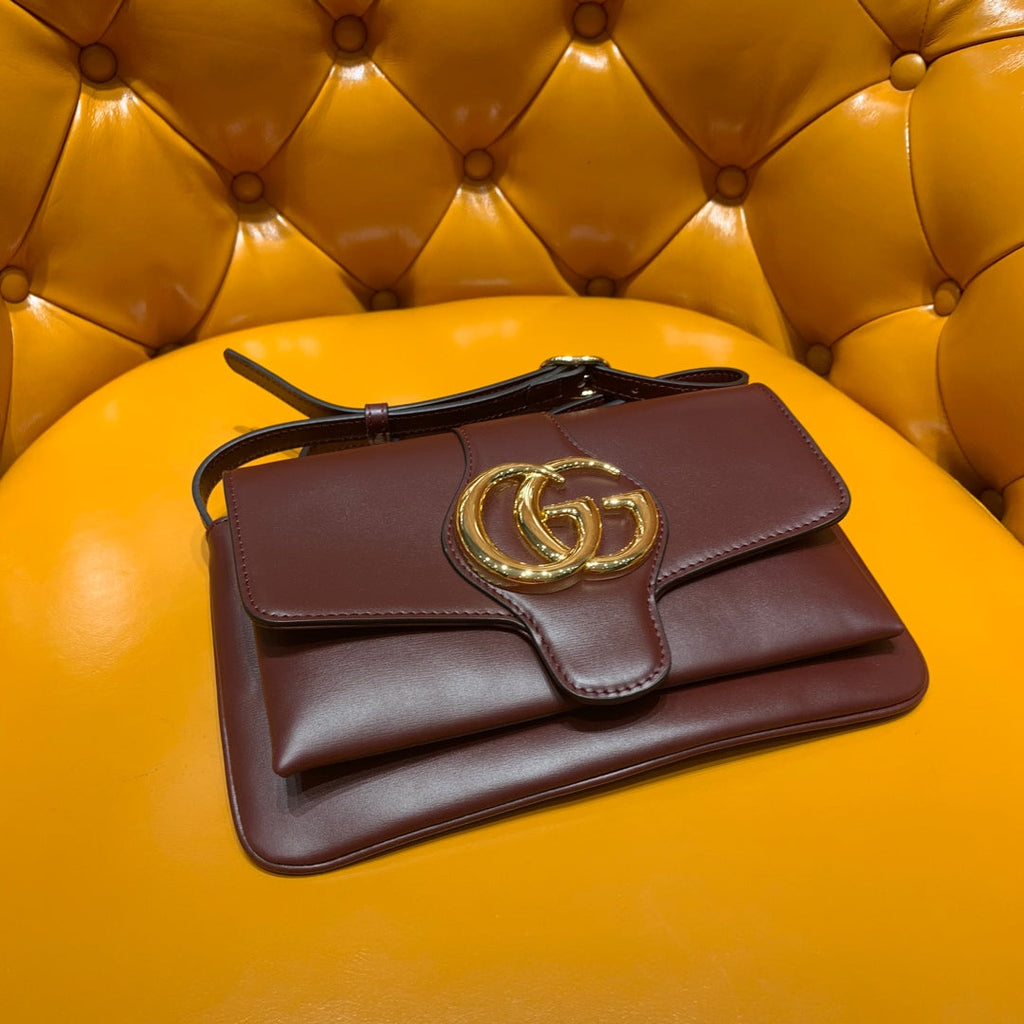 GG ARLI BAG 25CM BURGUNDY CALFSKIN GOLD HARDWARE