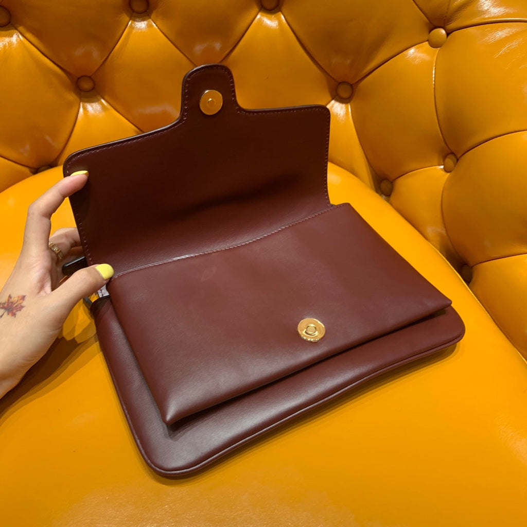 GG ARLI BAG 25CM BURGUNDY CALFSKIN GOLD HARDWARE