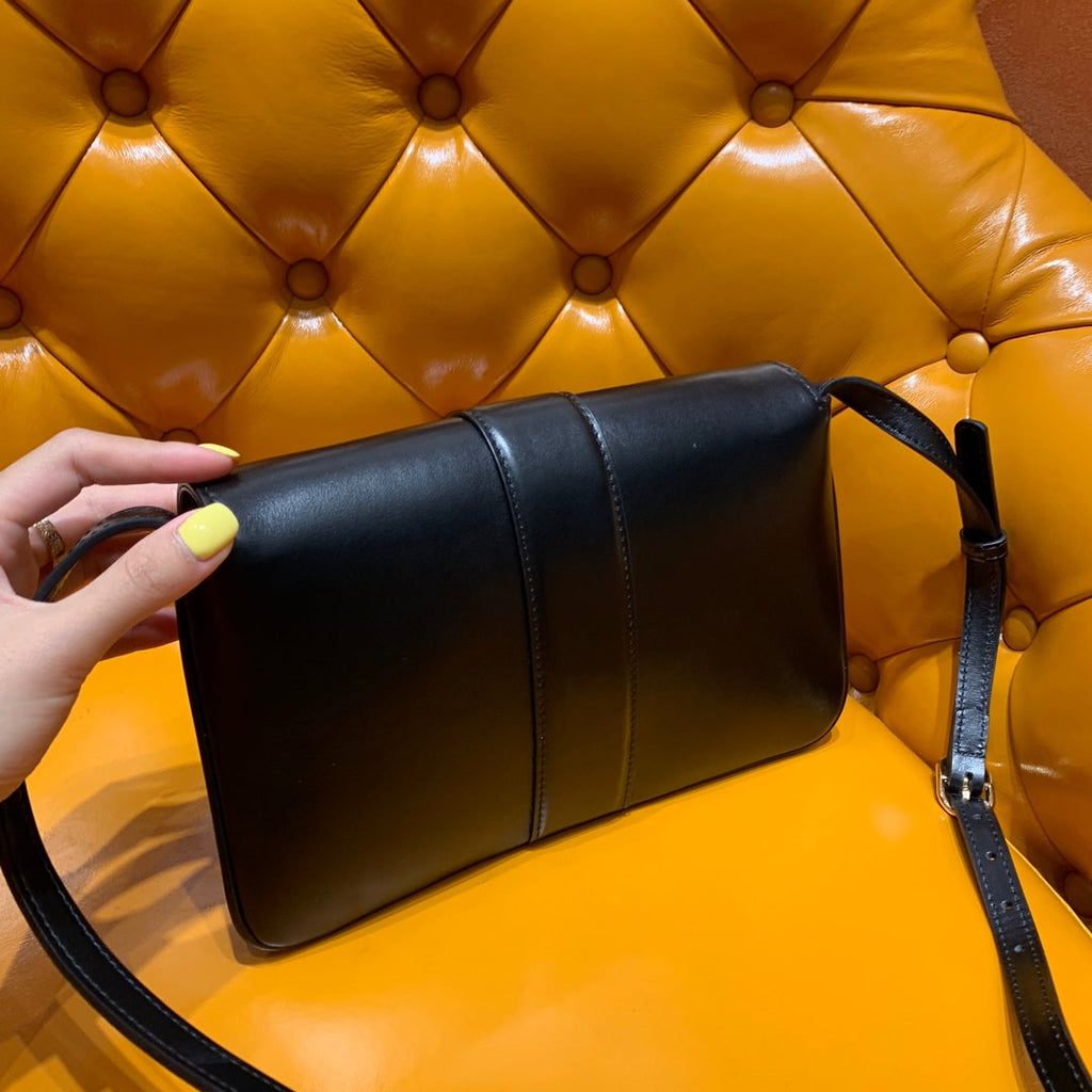 GG ARLI BAG 25CM BLACK CALFSKIN GOLD HARDWARE