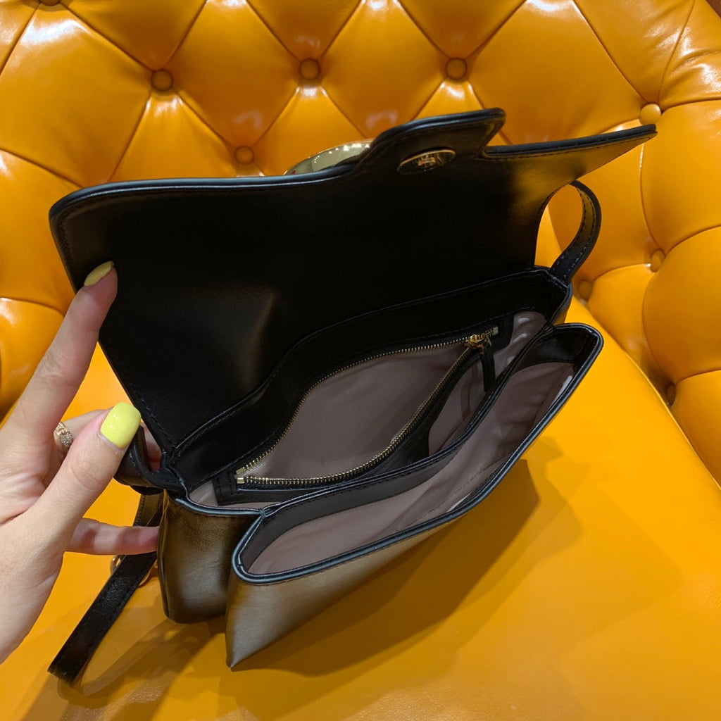 GG ARLI BAG 25CM BLACK CALFSKIN GOLD HARDWARE