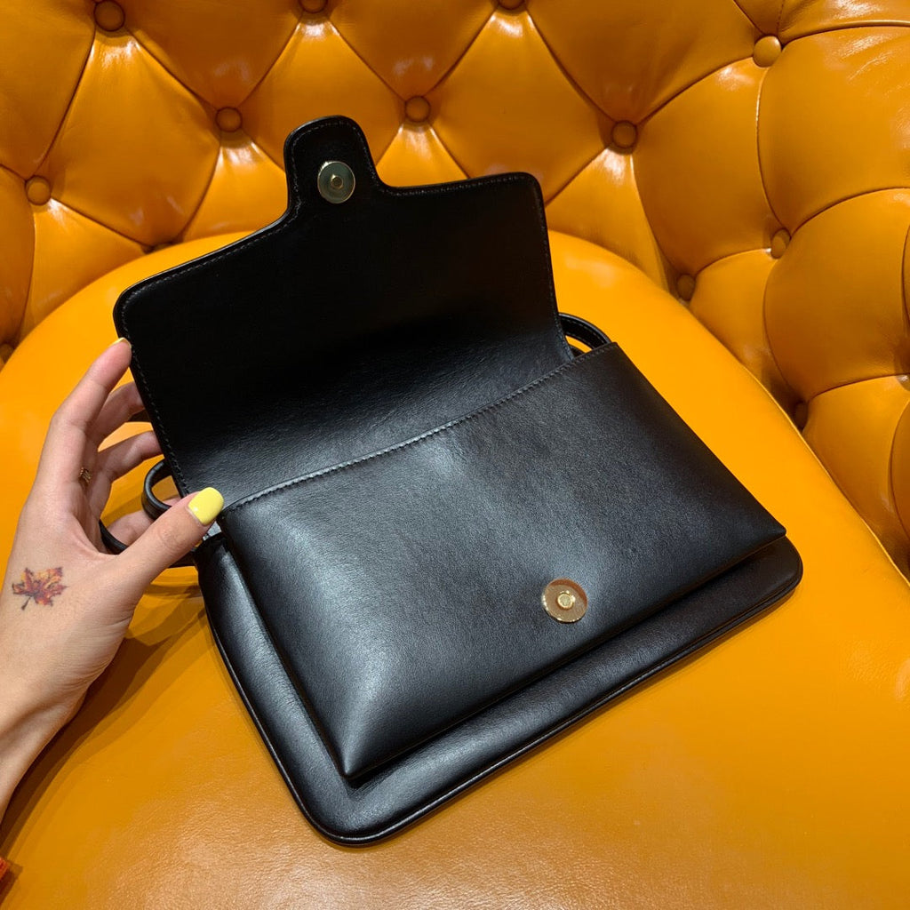 GG ARLI BAG 25CM BLACK CALFSKIN GOLD HARDWARE