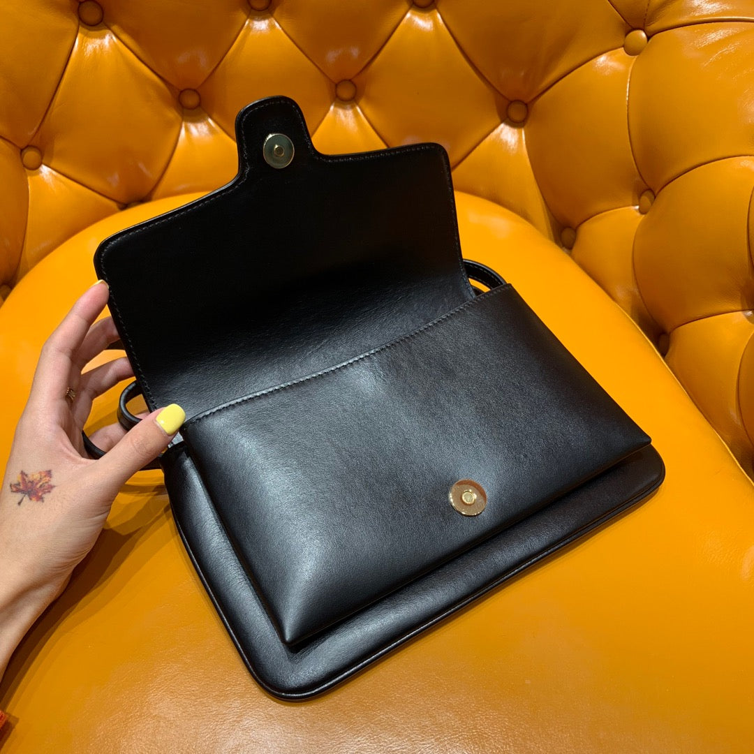 GG ARLI BAG 25CM BLACK CALFSKIN GOLD HARDWARE