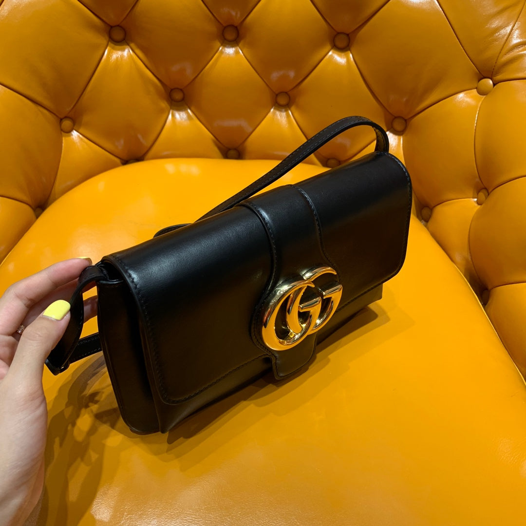 GG ARLI BAG 25CM BLACK CALFSKIN GOLD HARDWARE