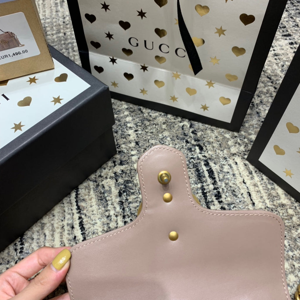 GG MARMONT 21CM MINI TOP DARK BEIGE CALFSKIN GOLD HARDWARE