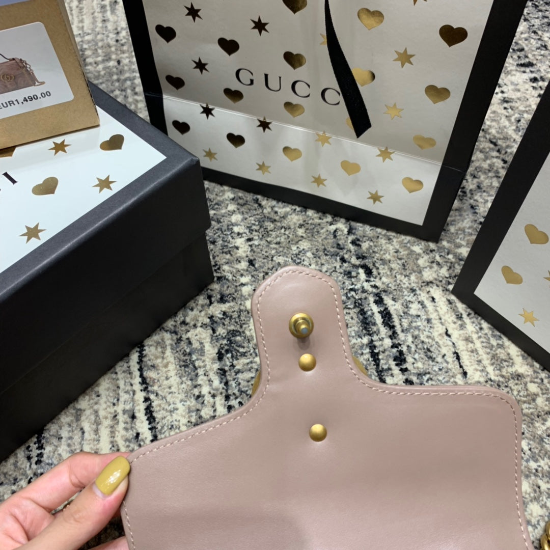 GG MARMONT 21CM MINI TOP DARK BEIGE CALFSKIN GOLD HARDWARE