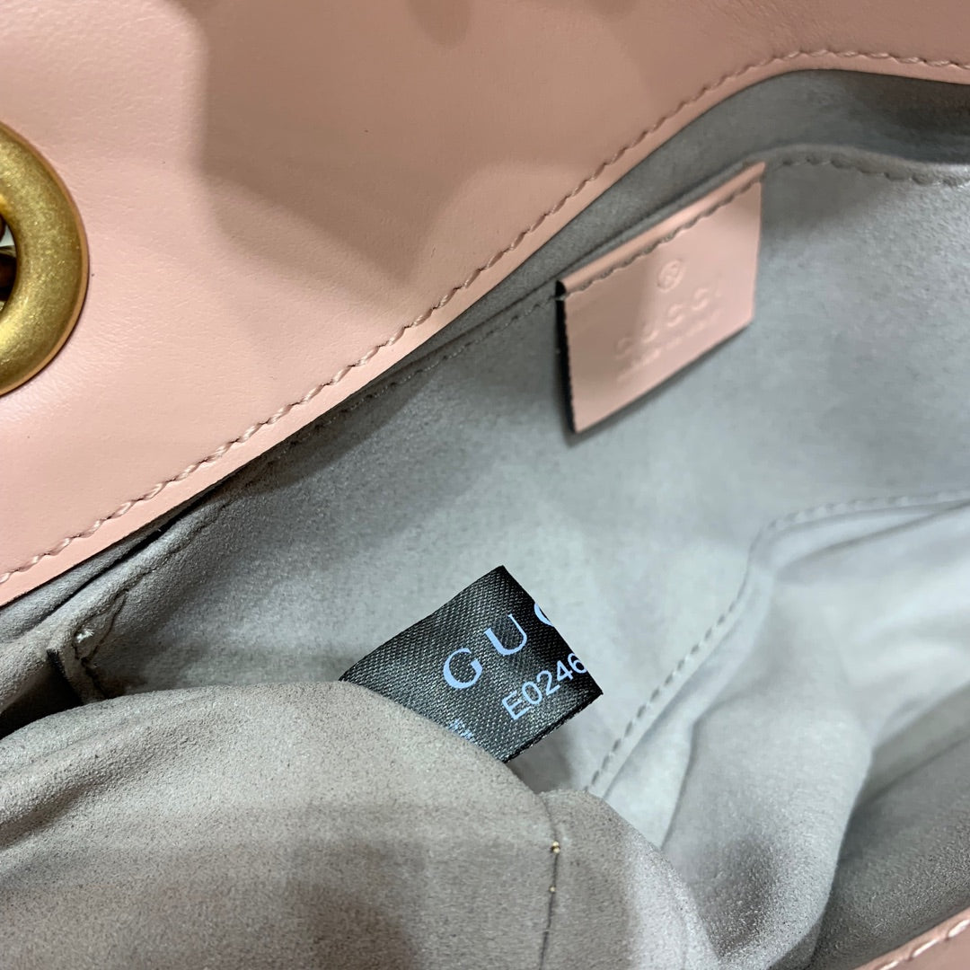 GG MARMONT 22CM PINK CALFSKIN GOLD HARDWARE