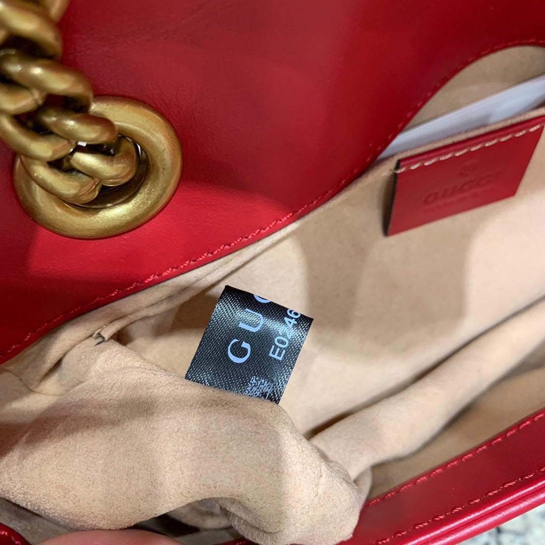 GG MARMONT 22CM RED CALFSKIN GOLD HARDWARE
